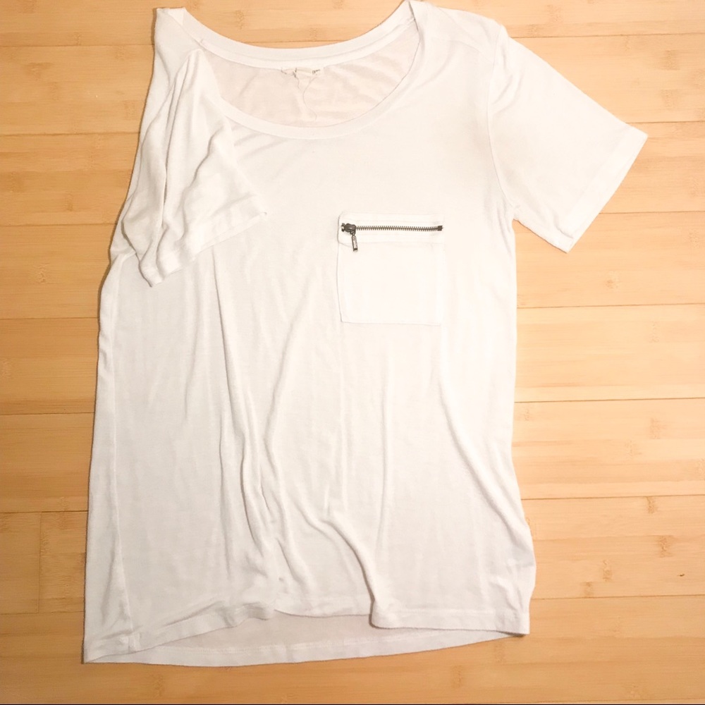White Pocket Zip Tee